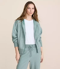 Lou & Grey Heathered Piped Elite Fleece Zip Hoodie