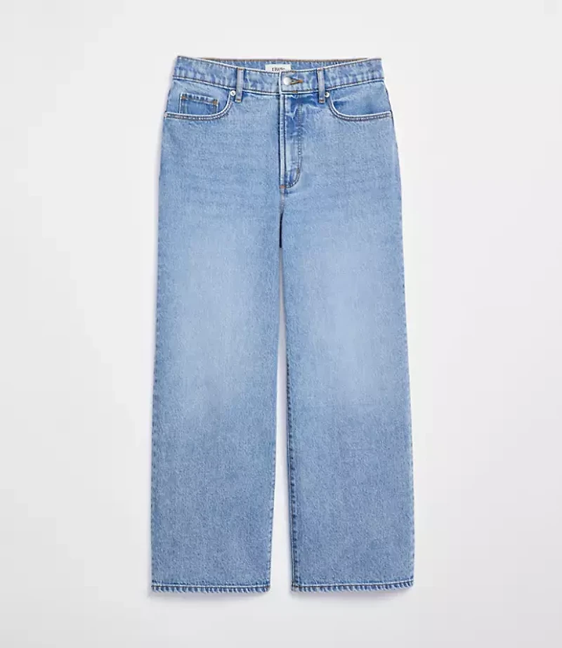 Rivete Tall Curvy High Rise Wide Leg Crop Jeans Mid Wash