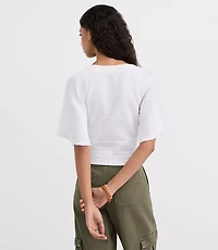 Smocked Flutter V-Neck Top