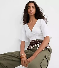 Smocked Flutter V-Neck Top