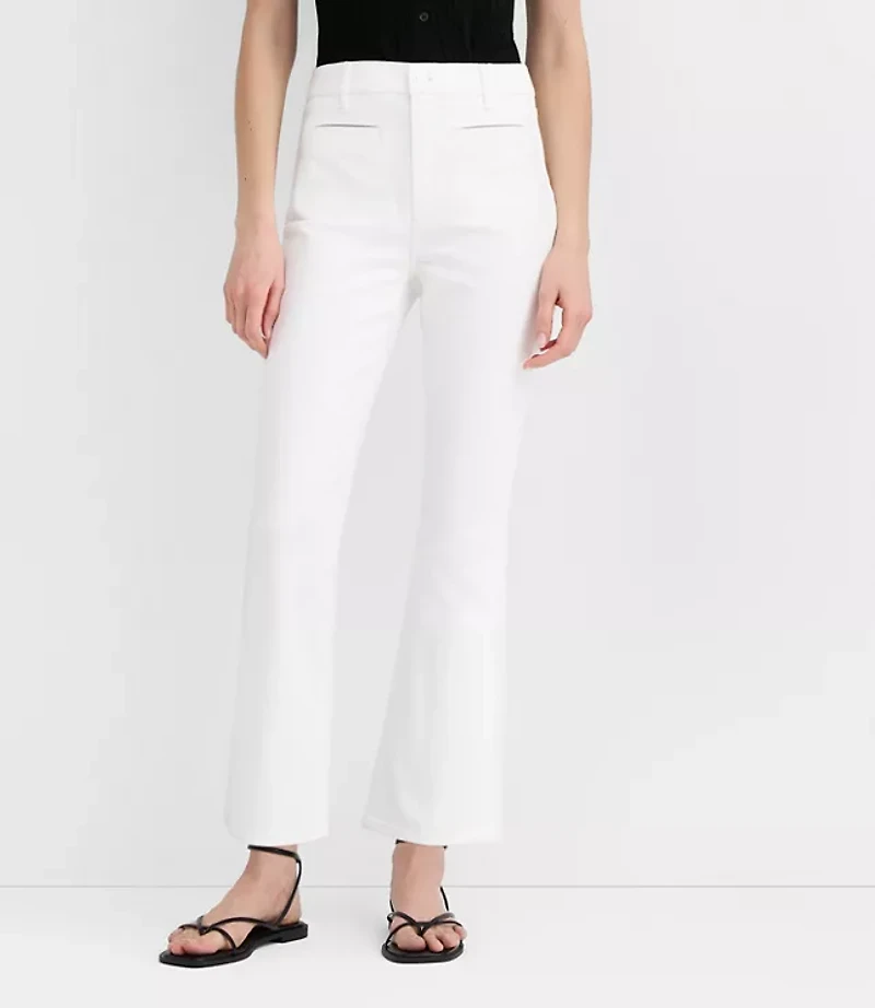 Rivete Tall Welt Pocket High Rise Kick Crop Jeans White
