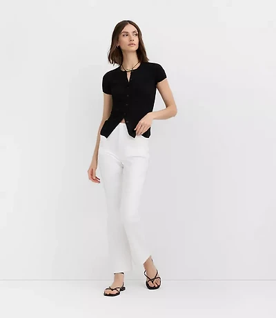 Rivete Tall Welt Pocket High Rise Kick Crop Jeans White