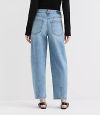 Rivete Petite Mid Rise Barrel Jeans Aura Wash