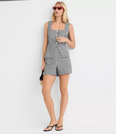 Darted Side Zip Shorts Gingham