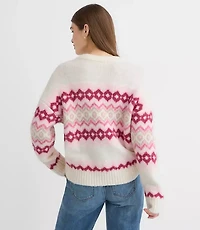 Petite Fuzzy Fair Isle Oversized Sweater