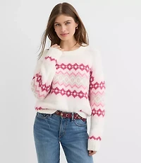 Petite Fuzzy Fair Isle Oversized Sweater