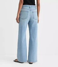 Rivete Curvy Belted High Rise Wide Leg Jeans Light Wash
