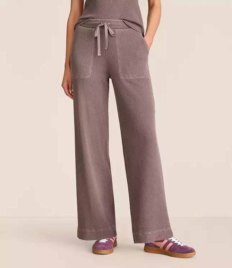 Petite Lou & Grey Garment Dyed Waffle Wide Leg Pants