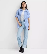 Petite Striped Poplin Everyday Oversized Pocket Shirt