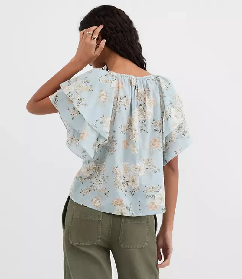 Floral Ruffle Sleeve Blouse