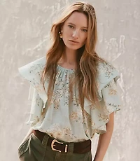 Floral Ruffle Sleeve Blouse