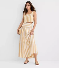 Petite LOFT Beach Striped Linen Cotton Maxi Skirt