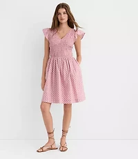 Floral Smocked Flutter Mini Pocket Dress