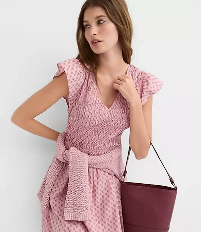 Floral Smocked Flutter Mini Pocket Dress