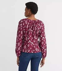 Floral Cinched Scoop Neck Top