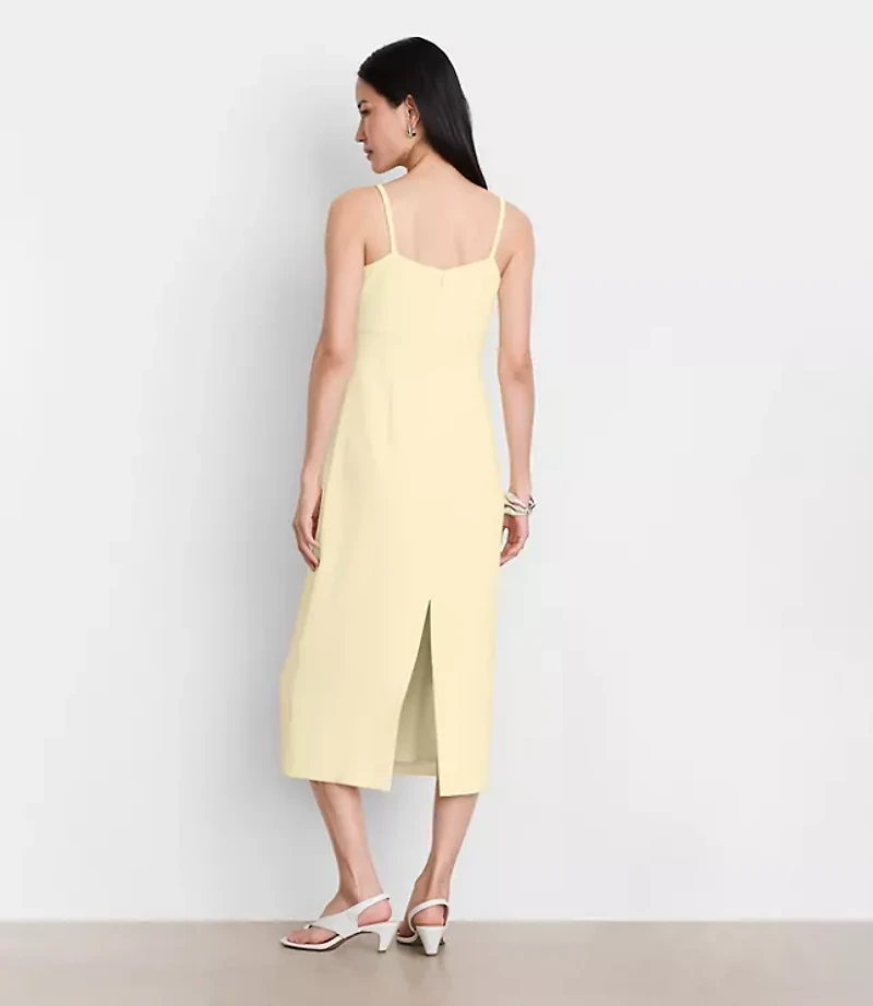 LOFT Versa Crepe Drape Square Neck Midi Dress