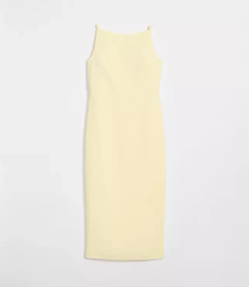LOFT Versa Crepe Drape Square Neck Midi Dress
