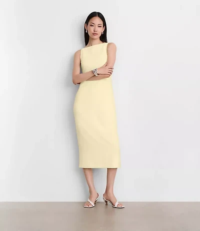 LOFT Versa Crepe Drape Square Neck Midi Dress