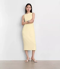 LOFT Versa Crepe Drape Square Neck Midi Dress