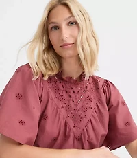 Eyelet Flutter Sleeve Blouse