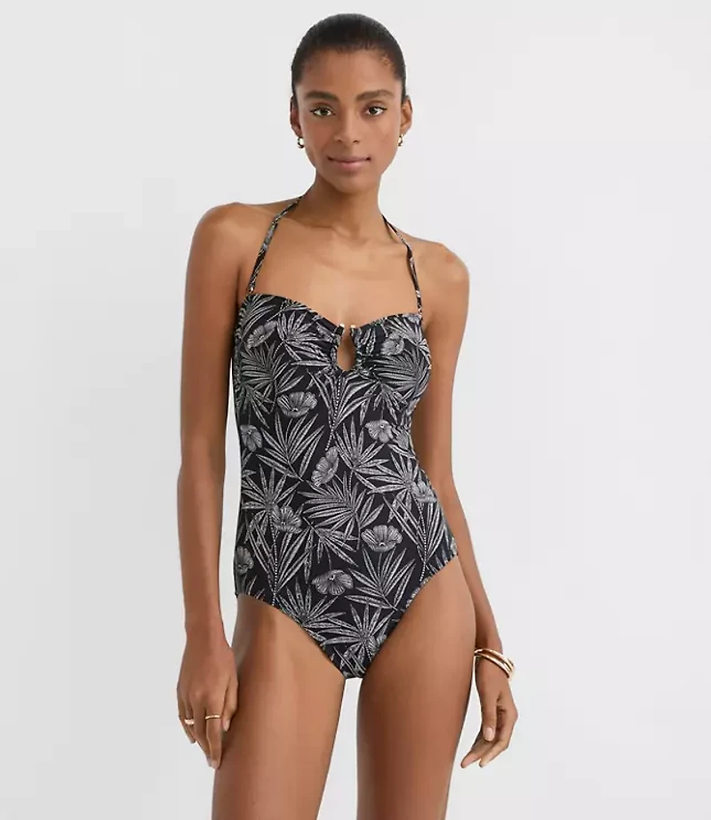 LOFT Beach Palm Wire Bandeau One Piece Swimsuit
