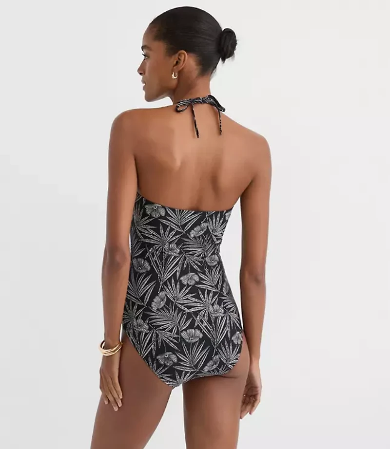 LOFT Beach Palm Wire Bandeau One Piece Swimsuit