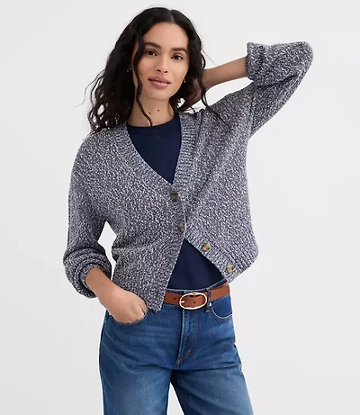Petite Marled V-Neck Cardigan
