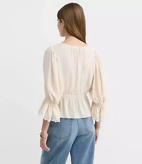 Floral Lace Trim Peplum Top