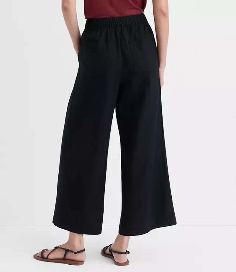 Breezy Wide Leg Crop Pants Linen Cotton