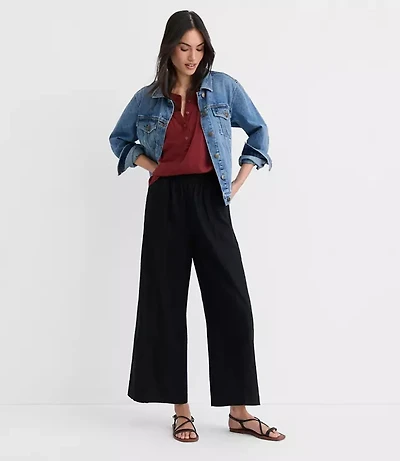 Breezy Wide Leg Crop Pants Linen Cotton