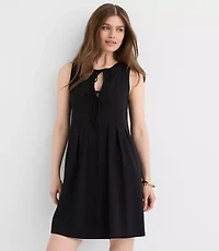 Pintucked Bow Mini Pocket Dress
