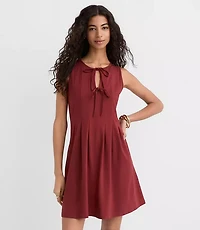 Pintucked Bow Mini Pocket Dress