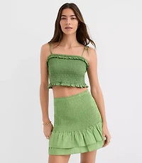 Petite LOFT Beach Ruffle Smocked Crop Top