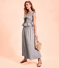 Plaid Smocked Midi Skirt