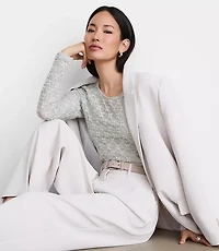 Petite LOFT Versa Geo Lace Long Sleeve Top