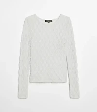 Petite LOFT Versa Geo Lace Long Sleeve Top