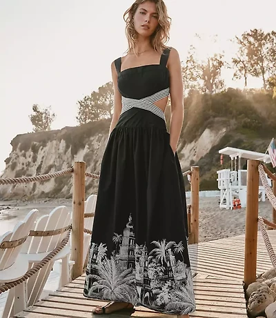Petite LOFT Beach Casablanca Cutout Maxi Pocket Dress