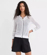Tipped Scalloped Pointelle Cardigan