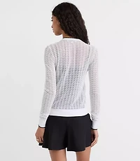 Tipped Scalloped Pointelle Cardigan