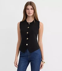 Petite Hammered Metallic Button Sweater Vest