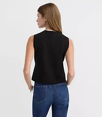 Petite Hammered Metallic Button Sweater Vest