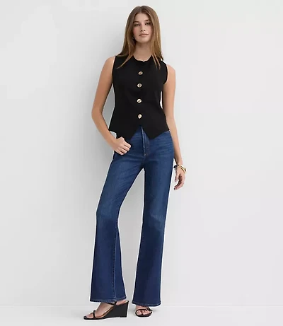 Petite Hammered Metallic Button Sweater Vest