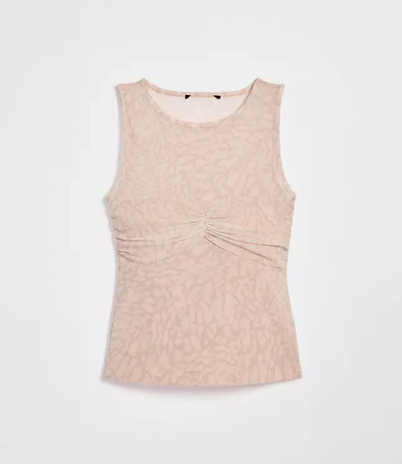 LOFT Versa Animal Print Mesh Ruched Top