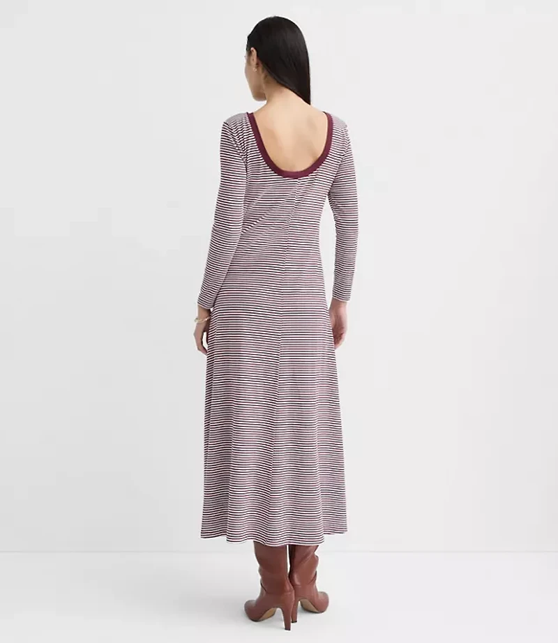 Petite Striped Scoop Back Midi Dress