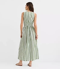 Petite LOFT Beach Striped Cutout Side Tie Midi Dress
