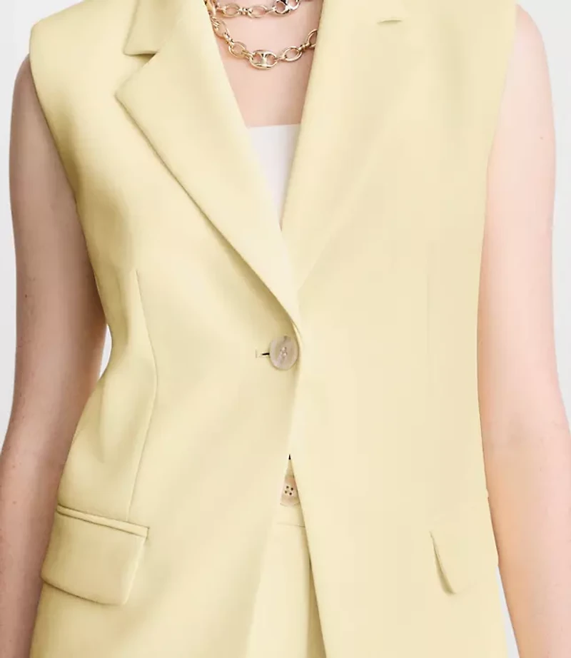 LOFT Versa Crepe Drape Sleeveless Blazer