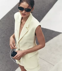 LOFT Versa Crepe Drape Sleeveless Blazer