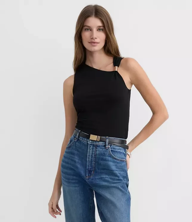 Petite Metallic Trim Tank Top