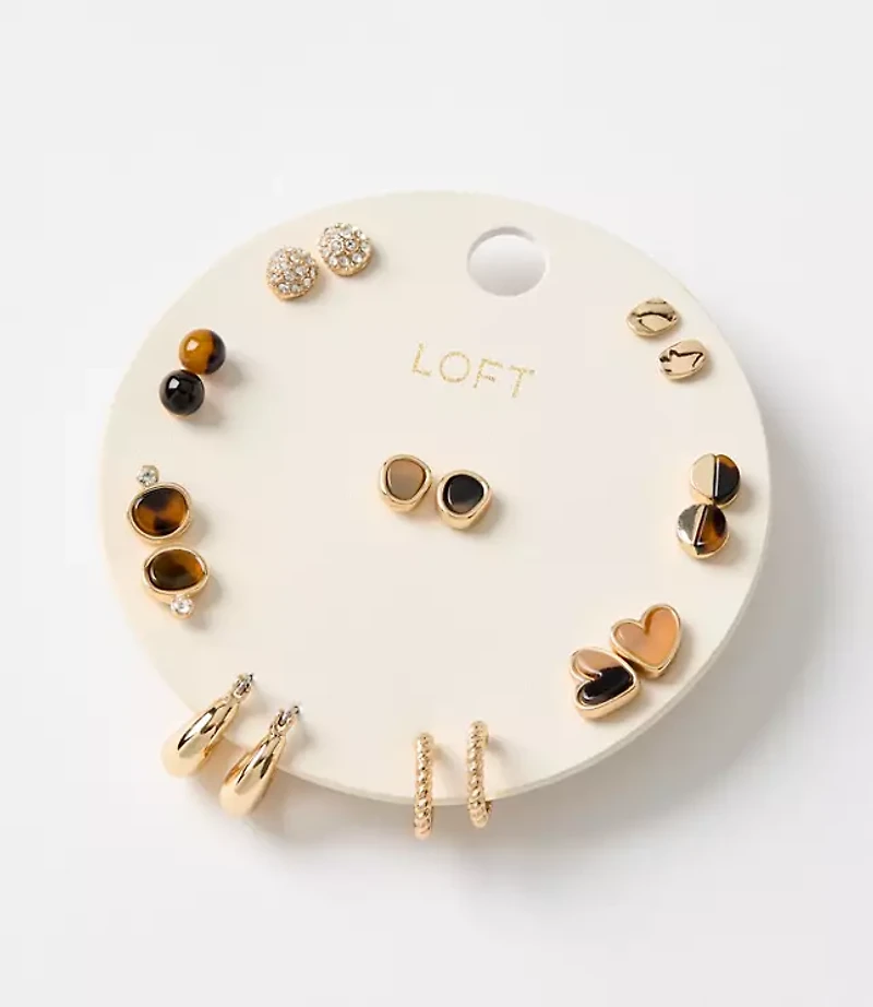 Tortoiseshell Print Stud Earring Set