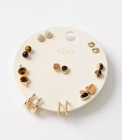 Tortoiseshell Print Stud Earring Set